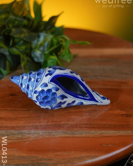 Blue Pottery Floral Shell - Wl0413 2