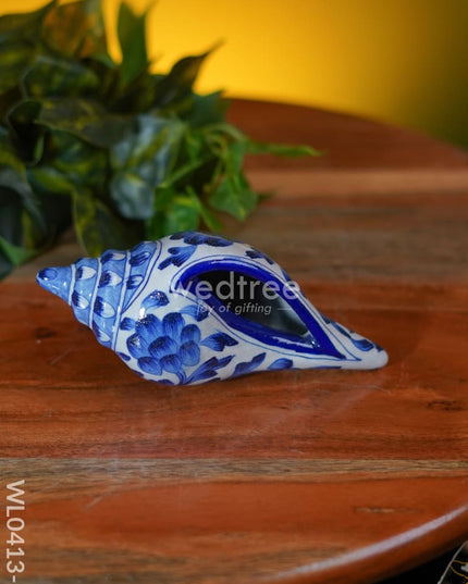 Blue Pottery Floral Shell - Wl0413 2