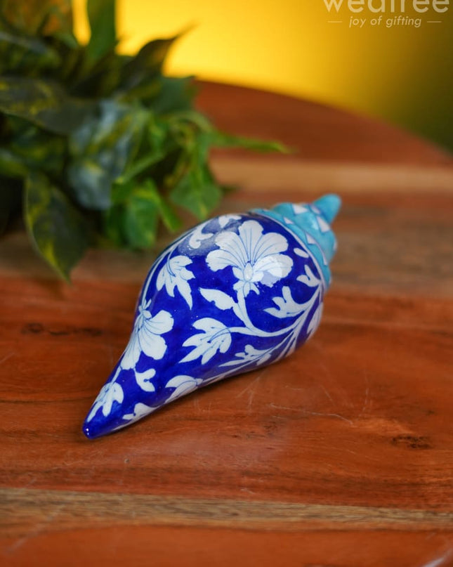 Blue Pottery Floral Shell - Wl0413