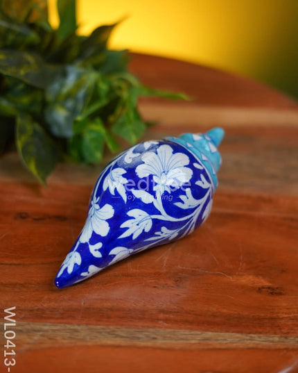 Blue Pottery Floral Shell - Wl0413