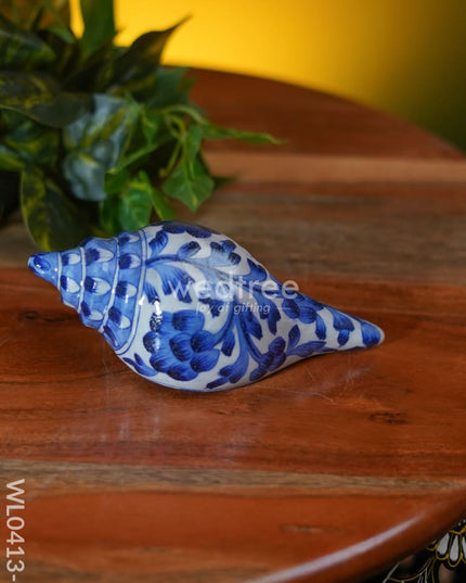 Blue Pottery Floral Shell - Wl0413