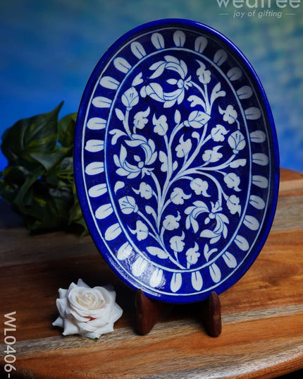 Blue Pottery Oval Shaped Tray - Wl0406 1