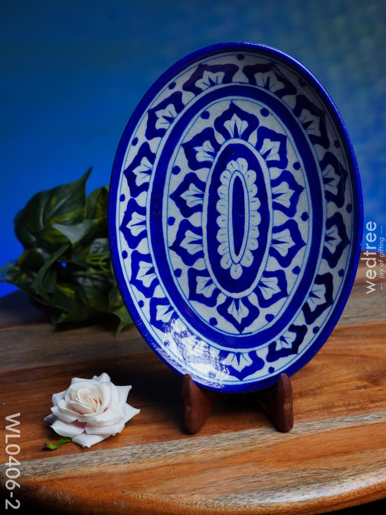 Blue Pottery Oval Shaped Tray - Wl0406 2