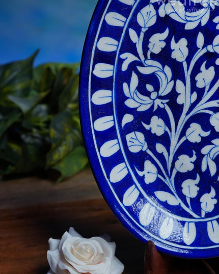 Blue Pottery Oval Shaped Tray - Wl0406
