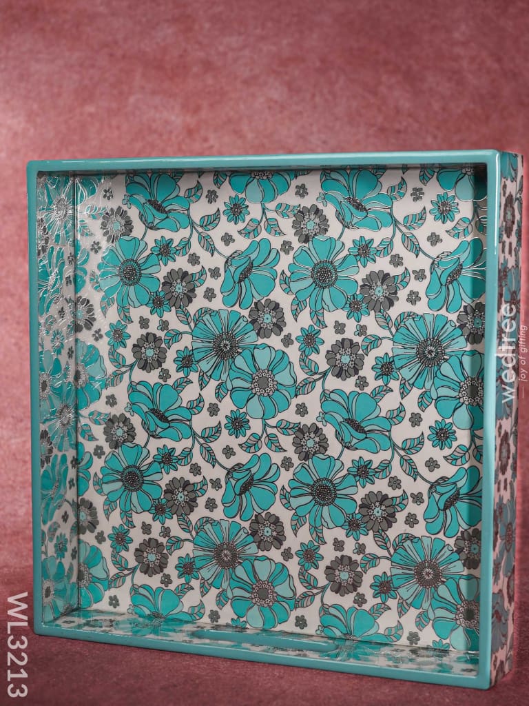 Blue Serving Tray Digital Printed Floral Desings - Wl3213 Wooden Trays