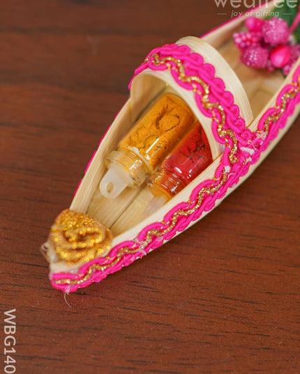 Boat Haldi Kumkum Set - Wbg1404 Fancy Holder Rg
