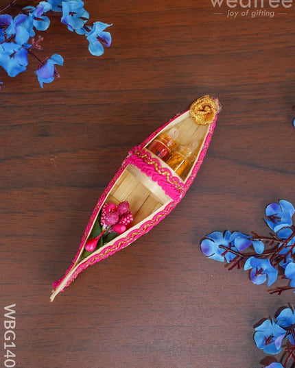 Boat Haldi Kumkum Set - Wbg1404 Fancy Holder Rg