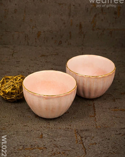 Bowl Antique (Light Pink & Gold) - Set Of 2 Wl0224 Ceramics