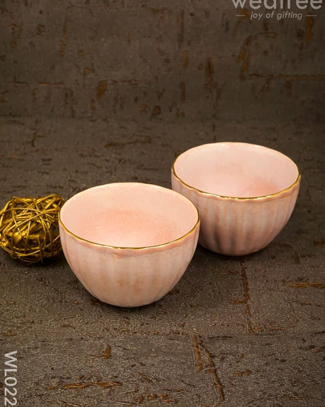 Bowl Antique (Light Pink & Gold) - Set Of 2 Wl0224 Ceramics