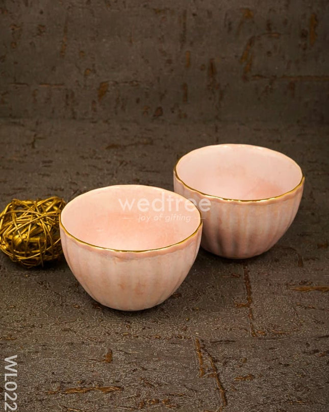 Bowl Antique (Light Pink & Gold) - Set Of 2 Wl0224 Ceramics