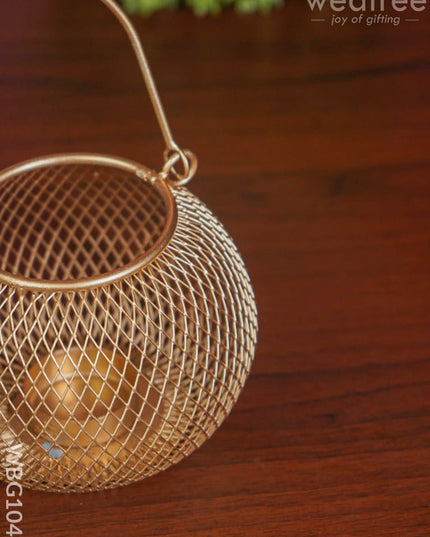 Bowl Shaped T Light Holder With Metal Handle - Wbg1044 Diyas & Candle Holders