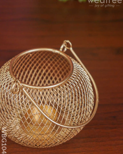 Bowl Shaped T Light Holder With Metal Handle - Wbg1044 Diyas & Candle Holders