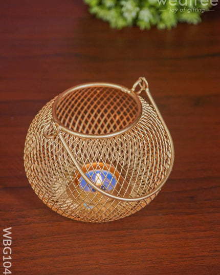 Bowl Shaped T Light Holder With Metal Handle - Wbg1044 Diyas & Candle Holders
