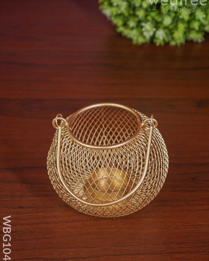 Bowl Shaped T Light Holder With Metal Handle - Wbg1044 Diyas & Candle Holders