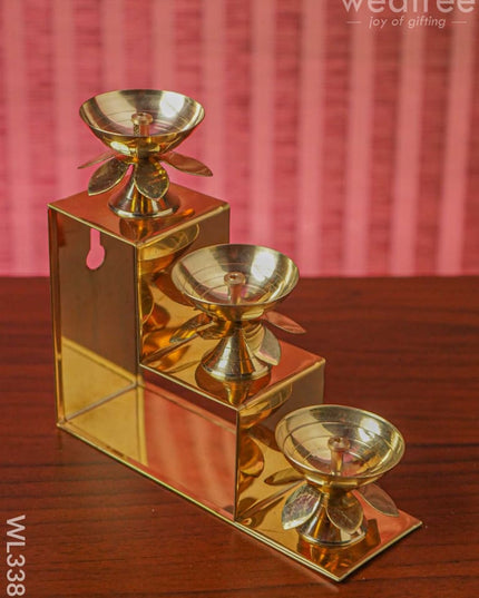 Brass 3 Step Diya Stand Wall Hanging - Wl3385 Swarna Golu