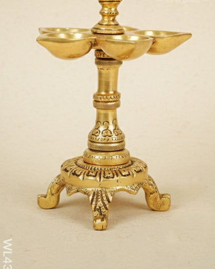 Brass 5 Face Annapakshi Diya With Stand - WL4368 - Brass Diya