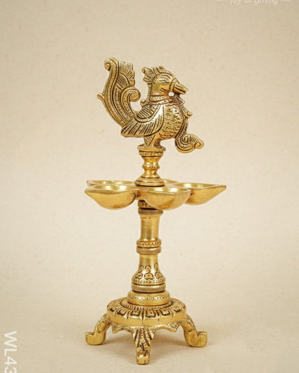 Brass 5 Face Annapakshi Diya With Stand - WL4368 - Brass Diya