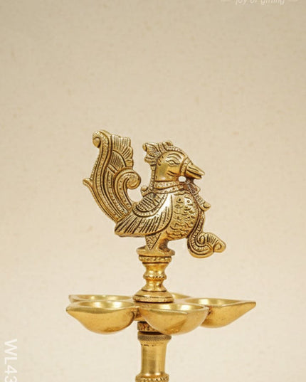 Brass 5 Face Annapakshi Diya With Stand - WL4368 - Brass Diya