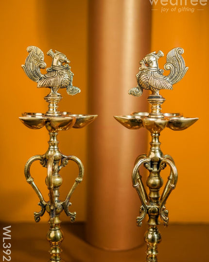 Brass 5 Face Annapakshi Kuthuvilakku - Set Of 2 Wl3927 Diya