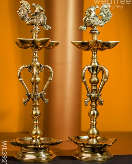 Brass 5 Face Annapakshi Kuthuvilakku - Set Of 2 Wl3927 Diya
