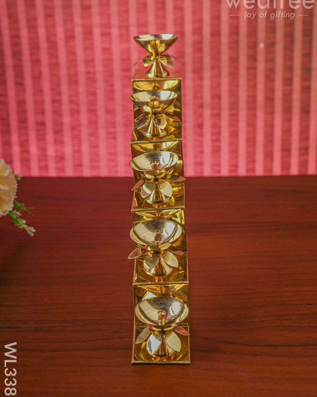 Brass 5 Step Diya Stand Wall Hanging - Wl3386 Swarna Golu
