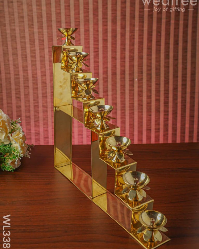 Brass 7 Step Diya Stand Wall Hanging - Wl3387 Swarna Golu