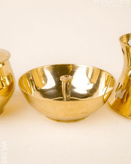 Brass Akhand Diya - 6 inch - WL5859 - Brass Diya