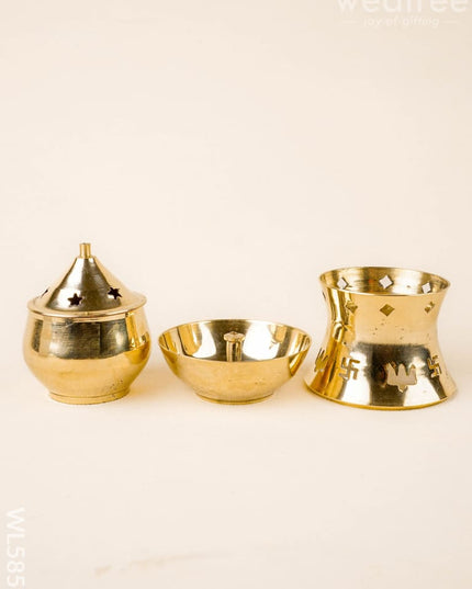 Brass Akhand Diya - 6 inch - WL5859 - Brass Diya