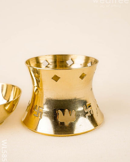 Brass Akhand Diya - 6 inch - WL5859 - Brass Diya