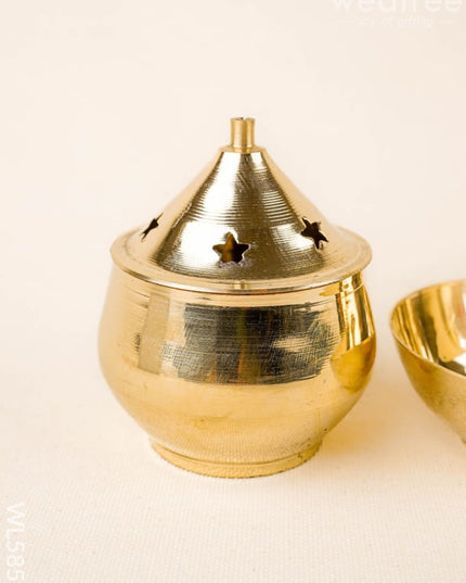 Brass Akhand Diya - 6 inch - WL5859 - Brass Diya