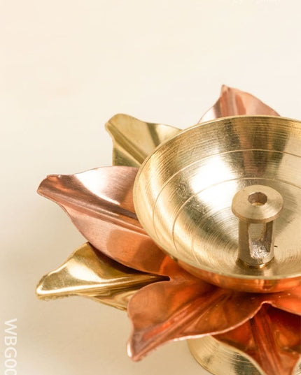 Brass and Copper Flower Shaped Diya - WBG0039 - Brass Diya RG