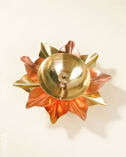 Brass and Copper Flower Shaped Diya - WBG0039 - Brass Diya RG