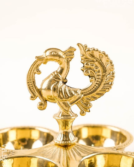 Brass Annapakshi - 4 Cup Kumkum Holder - WL5935 - Brass Utility