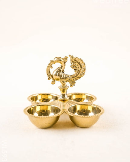 Brass Annapakshi - 4 Cup Kumkum Holder - WL5935 - Brass Utility