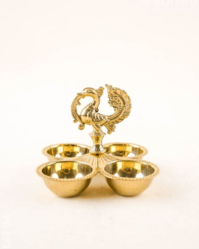 Brass Annapakshi - 4 Cup Kumkum Holder - WL5935 - Brass Utility