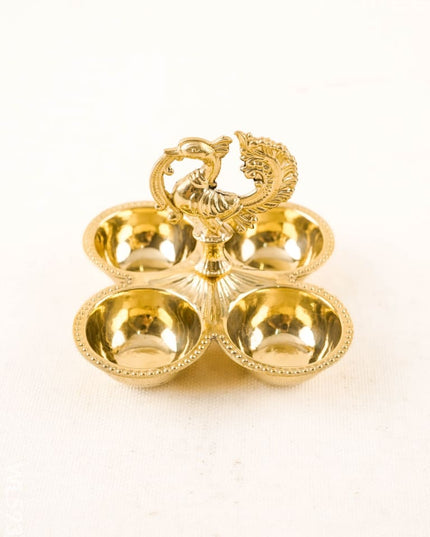 Brass Annapakshi - 4 Cup Kumkum Holder - WL5935 - Brass Utility