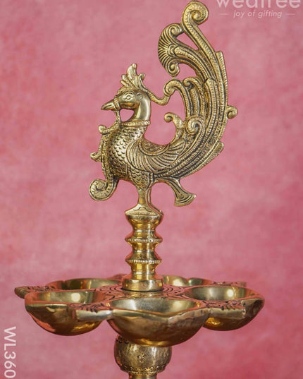 Brass Annapakshi 5 Face Diya With Tri-Stand - Wl3606