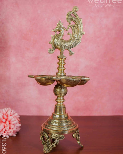Brass Annapakshi 5 Face Diya With Tri-Stand - Wl3606