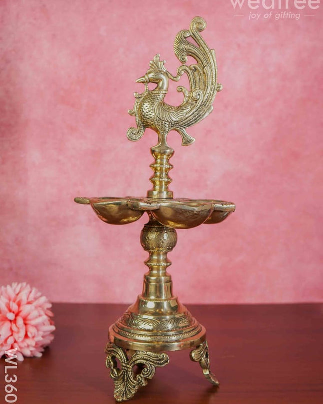 Brass Annapakshi 5 Face Diya With Tri-Stand - Wl3606