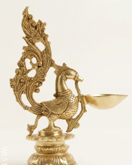 Brass Annapakshi Diya - 12 inch - WL5145 - Brass Diya
