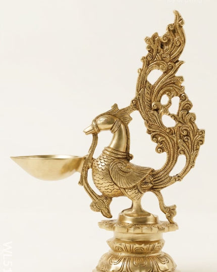 Brass Annapakshi Diya - 12 inch - WL5145 - Brass Diya