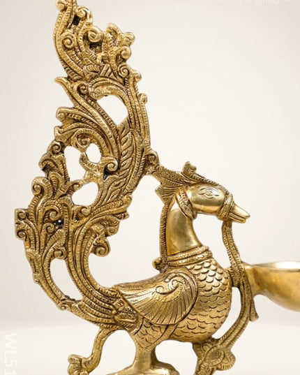 Brass Annapakshi Diya - 12 inch - WL5145 - Brass Diya