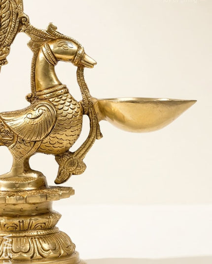 Brass Annapakshi Diya - 12 inch - WL5145 - Brass Diya