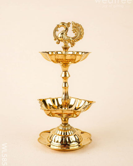 Brass Annapakshi Diya - 2 Step - 7 inch - WL5854 - Brass Diya