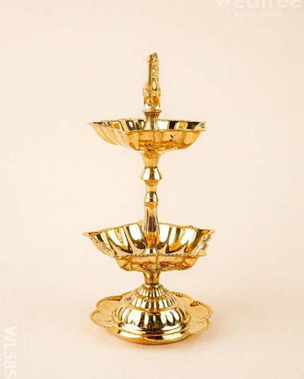 Brass Annapakshi Diya - 2 Step - 7 inch - WL5854 - Brass Diya