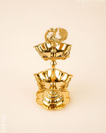 Brass Annapakshi Diya - 2 Step - 7 inch - WL5854 - Brass Diya