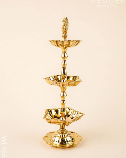 Brass Annapakshi Diya - 3 Step - 10 inch - WL5855 - Brass Diya