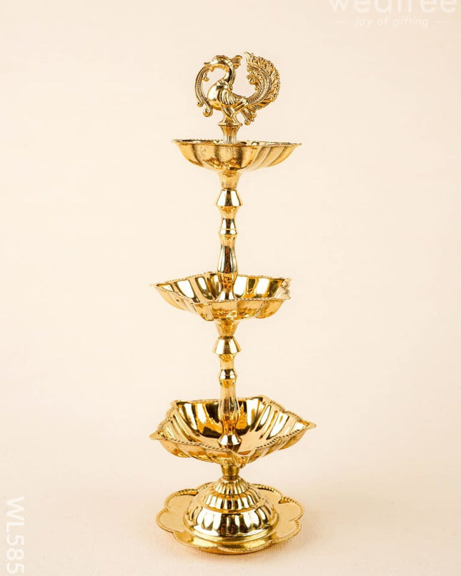 Brass Annapakshi Diya - 3 Step - 10 inch - WL5855 - Brass Diya