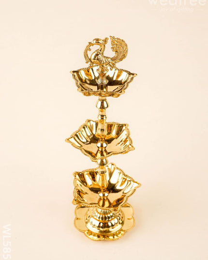 Brass Annapakshi Diya - 3 Step - 10 inch - WL5855 - Brass Diya