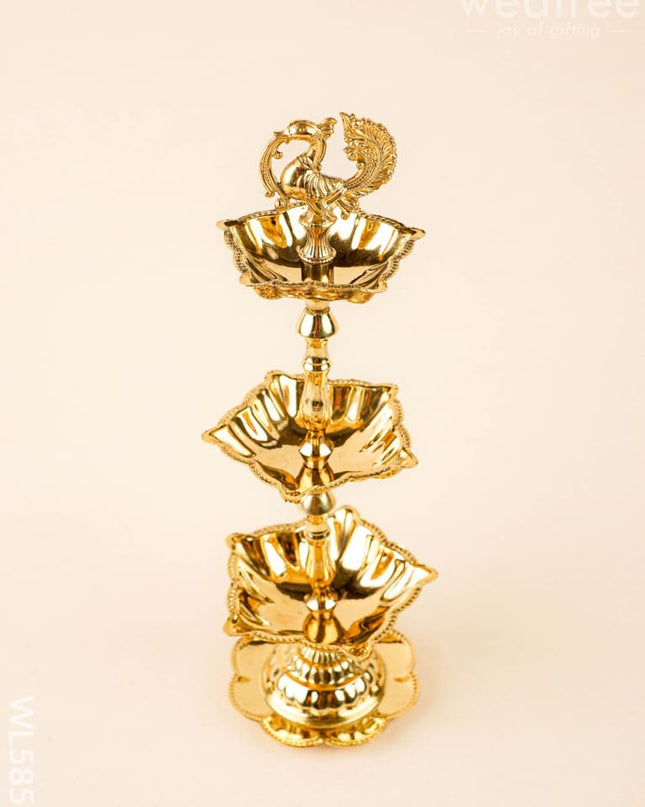 Brass Annapakshi Diya - 3 Step - 10 inch - WL5855 - Brass Diya